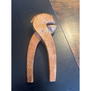 VTG EUROPEAN MID-CENTURY FOLK ART HAND-CARVED ORNATE WOOD NUTCRACKER SEASONAL